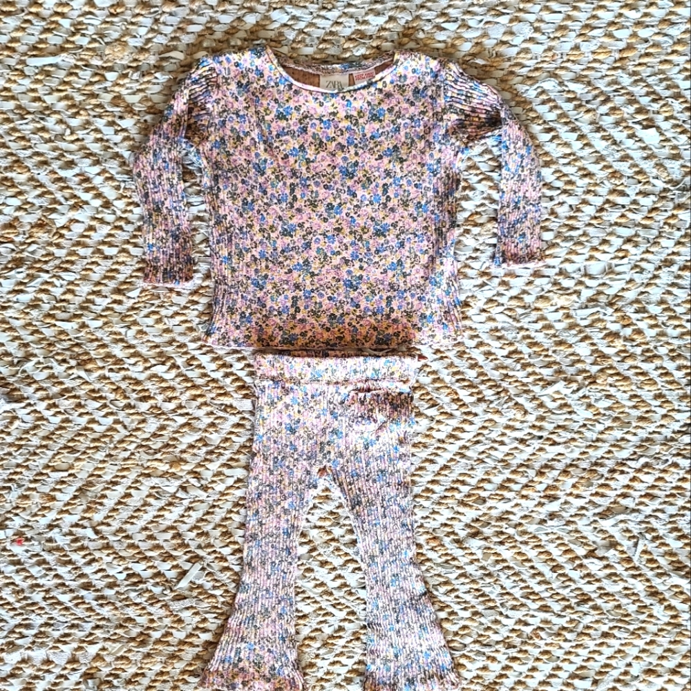 Zara Floral Top & Flared Leggings